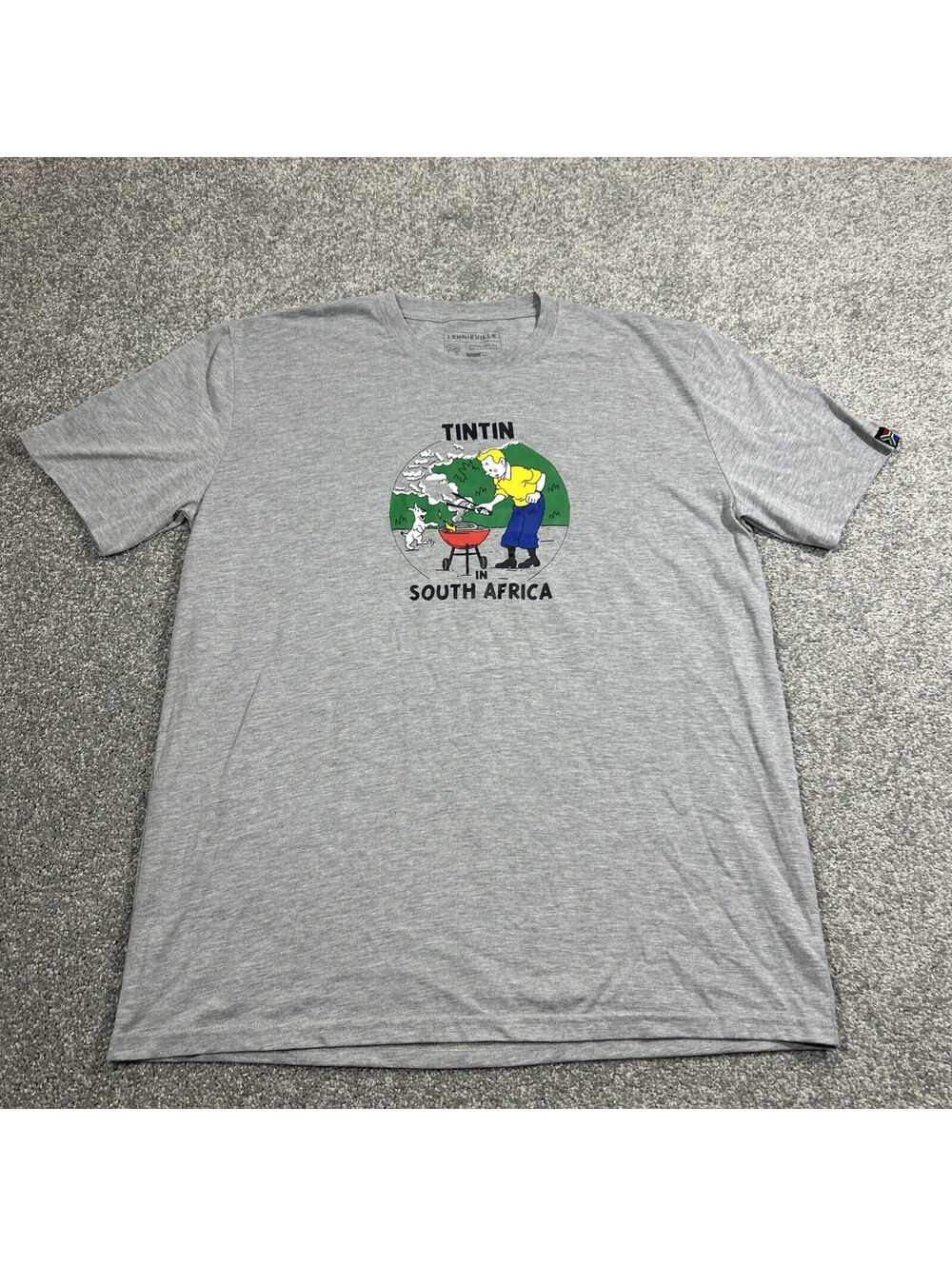 Tintin In South Africa Gray T-Shirt Cool Graphic Illustration Casual Shirt